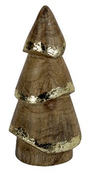 Sapin en Bois Naturel et Doré 7xH.16cm