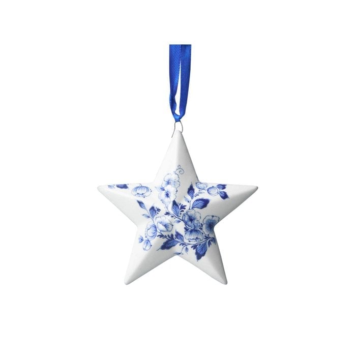 Pendentif en Céramique Étoile Décor Bleu Delft "Heinen Delfts Blauw" ø8cm