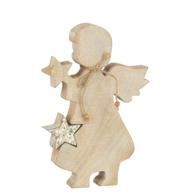 Ange avec Etoile Brillante en Bois de Manguier 19,5x4x29cm