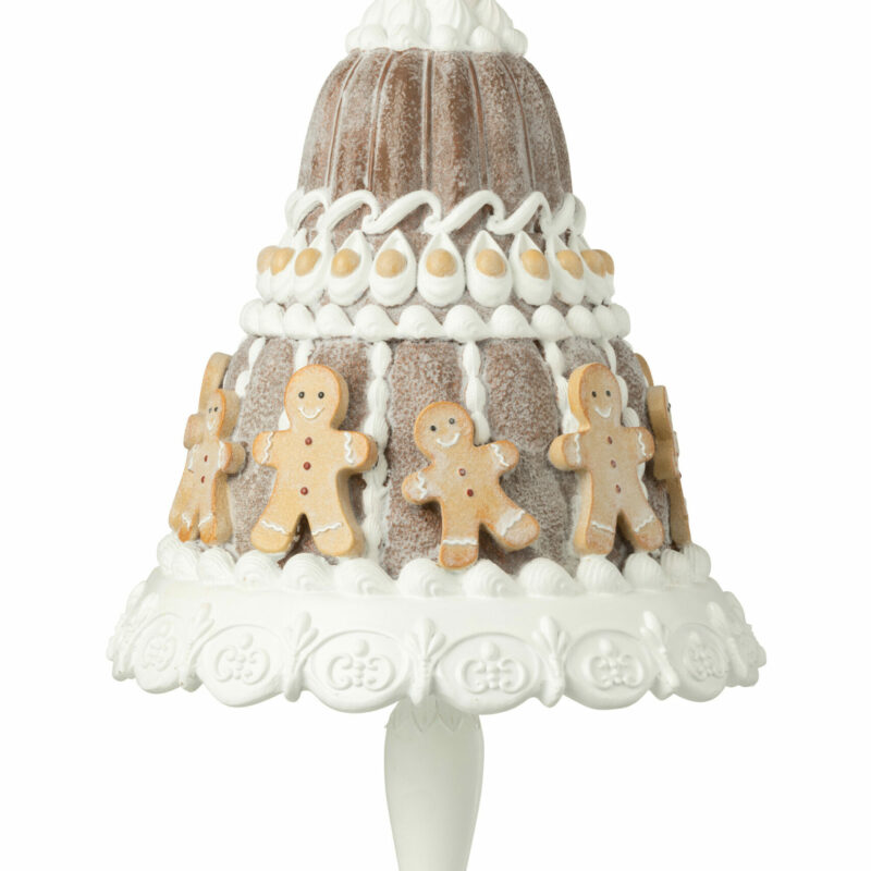 Gâteau Avec Bonhommes Pain D'Épices en Poudre De Chaux Beige et Blanc 29x29x52cm