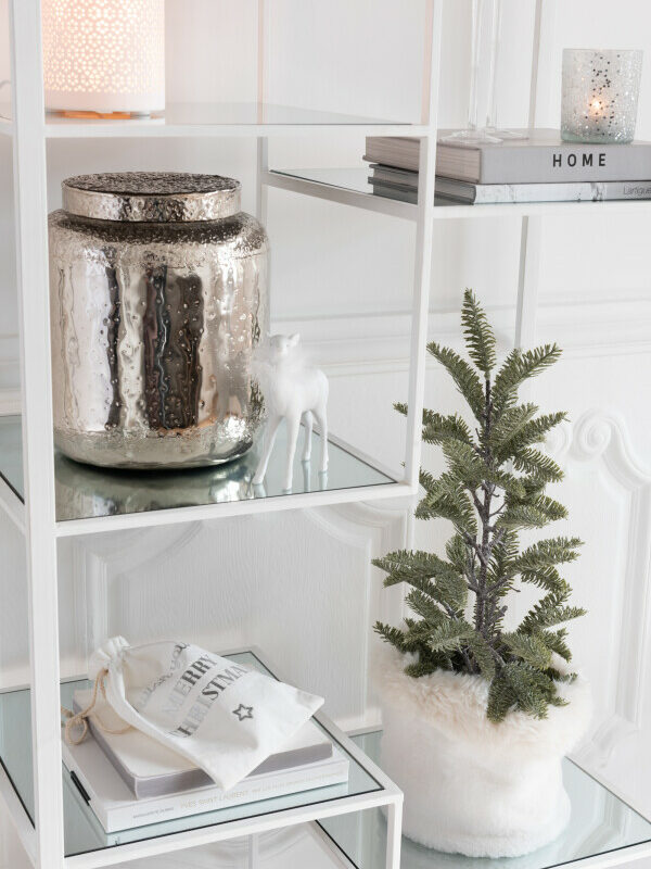 Sapin Pailleté en Pot en PVC Vert 25x25x39cm