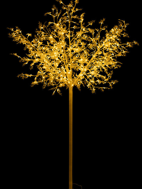 Arbre à LED Feuillage Pailleté en Métal Argenté 140x140x250cm