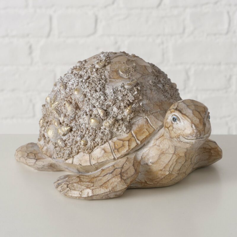 Tortue "Elysia" en Résine Beige H.11,5cm