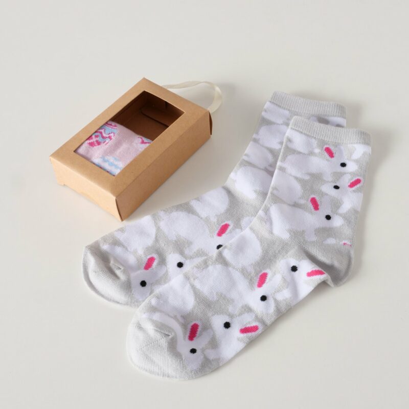 Lot de 2 Paires de Chaussettes "Bonil" Motif Lapins et Oeufs Taille 35-38