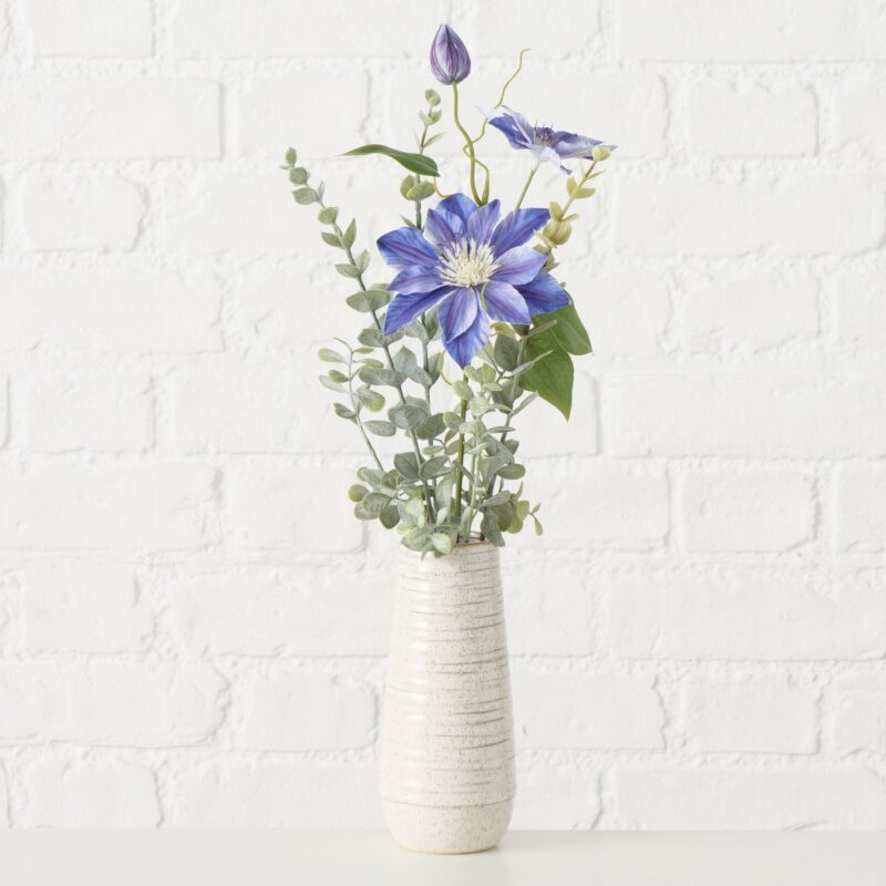 Vase "Flores" en Porcelaine avec Bouquet Artificiel Bleu H.48cm
