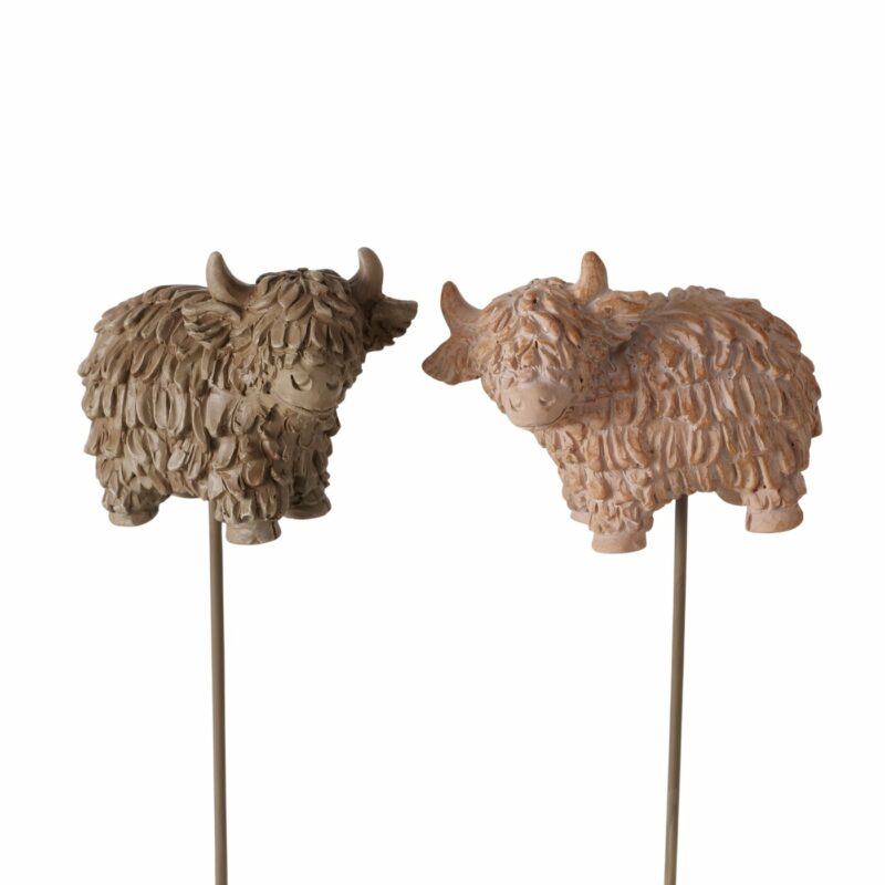 Piquet Highland "Buffy"en Résine, 2 Modèles au Choix H.24cm