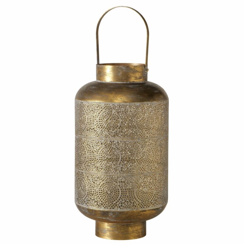 Lanterne "Kamila" Ronde en Métal Doré 28,5x52,5cm