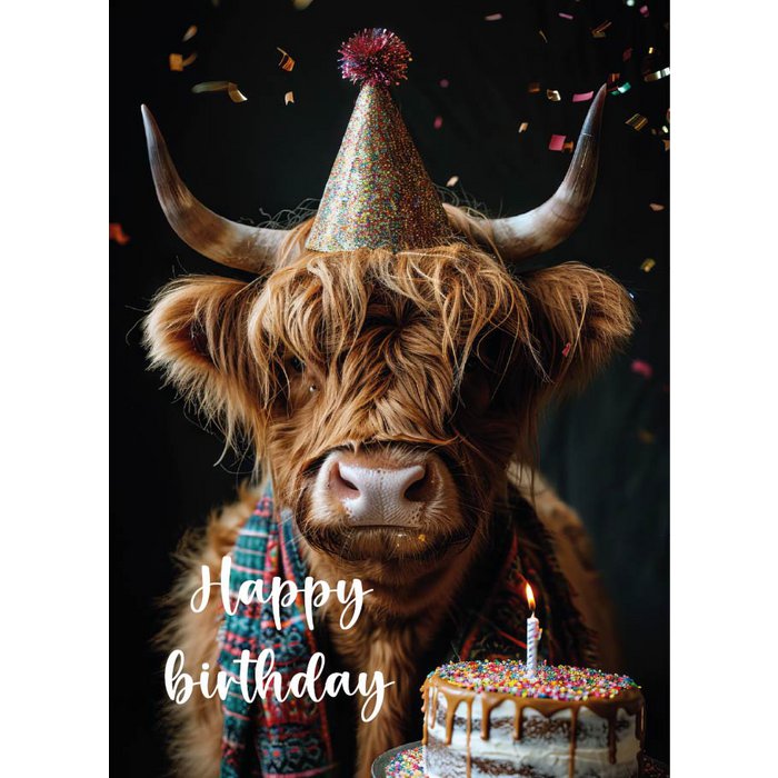 Carte de Voeux Highland "Happy Birthday"