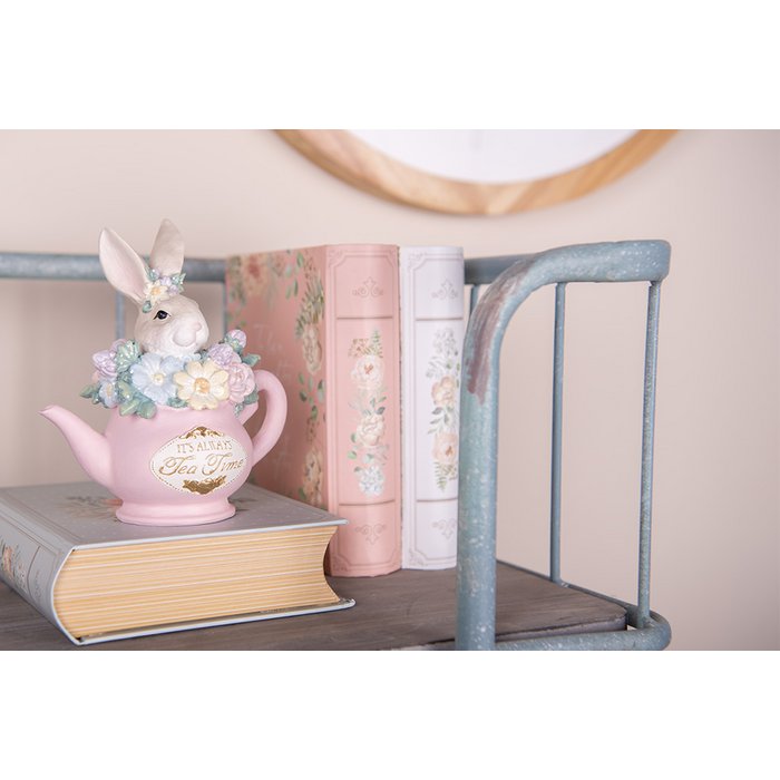 Lapin dans Théière en Résine 13x8x14 cm