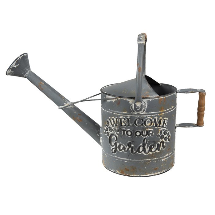 Arrosoir Décoratif en Métal Gris Vieilli 53x20x24cm