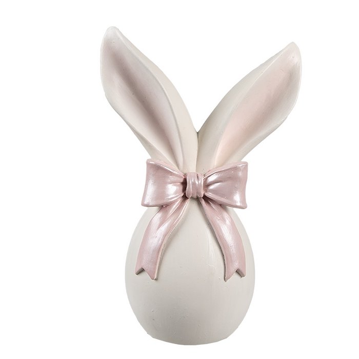 Lapin avec Noeud Rose en Résine 12x8x18 cm