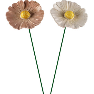 Piquet Fleur en Céramique Rose ou Blanc au Choix, 7x7x3cm