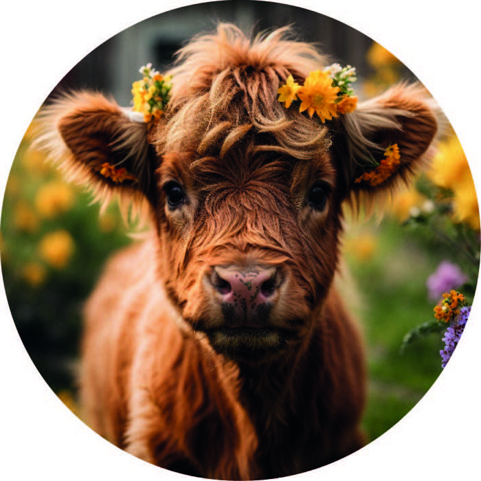 Cercle Mural Bébé Highland Floral ø25cm