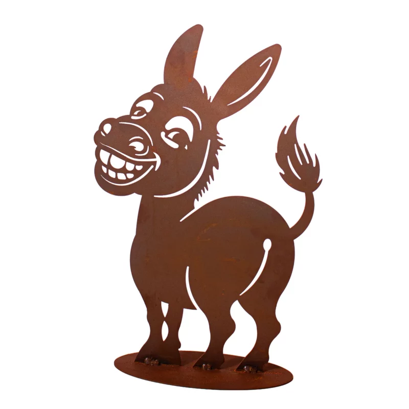 Âne "Murphy" sur Socle en Métal Rouillé 19xH.38cm