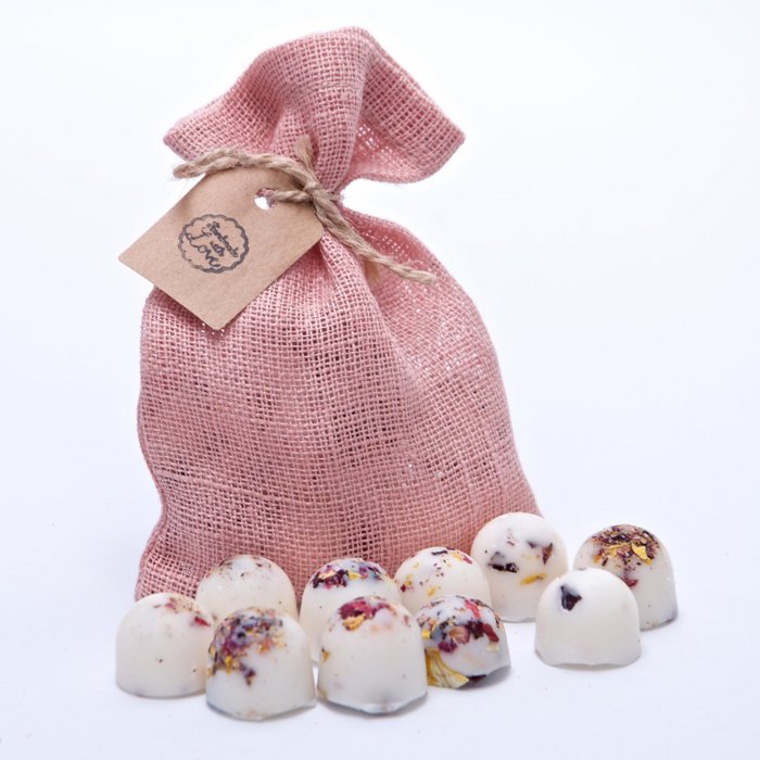 10 Fondants Naturels dans Pochon en Lin Rose 150gr