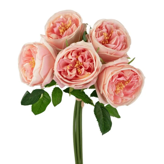 Bouquet de 5 Roses Anglaises Artificielles "Real Touch" 36cm