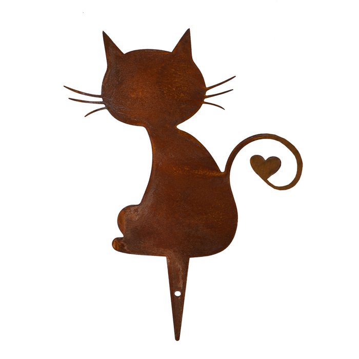 Piquet Chat en Métal Rouillé 14xH.25cm