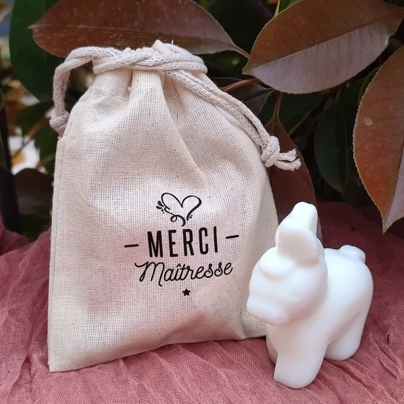 Pochon Merci Maîtresse + 1 Savon Âne 60gr