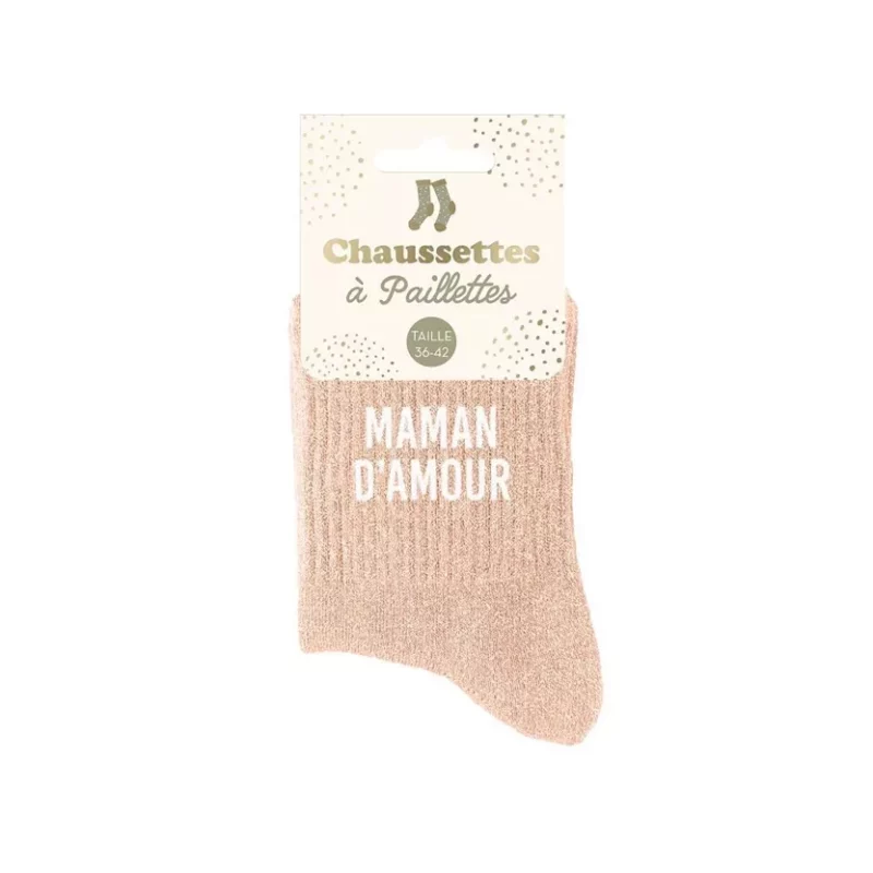 Chaussettes paillettes "Maman d'Amour" 36-42