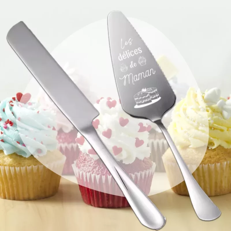 Ensemble Pâtisserie Pelle à Tartes et Couteau "Les Délices de Maman"