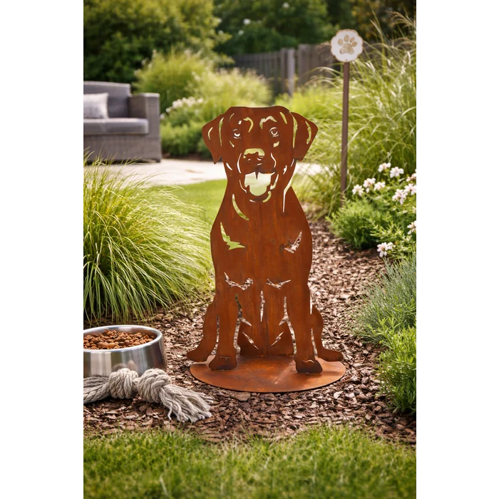 Chien "Milly" en Métal Rouillé sur Socle H.30cm