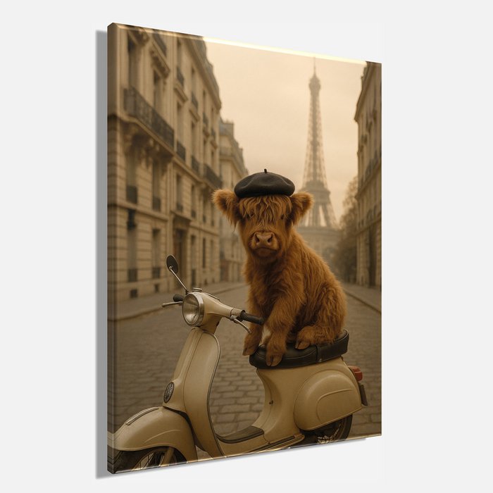 Toile Imprimée "Highland sur Scooter" 46x61cm