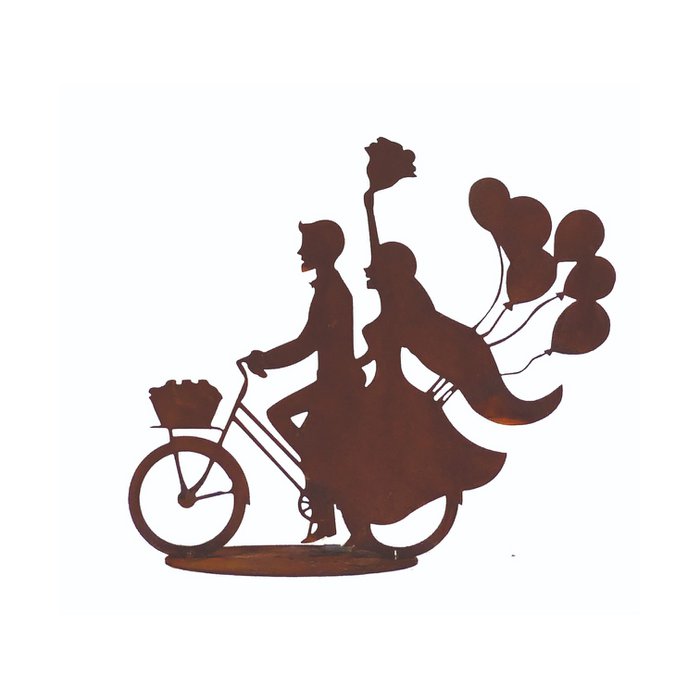 Couple de Mariés sur Socle, en Métal Rouillé 23xH.20cm