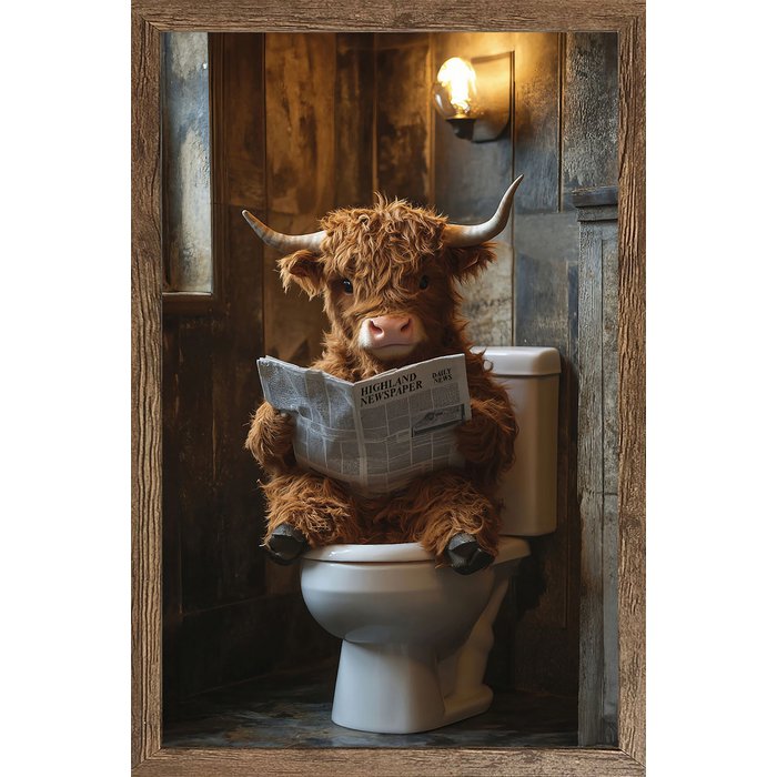Tableau Encadré "Highland in the Toilet" 50x70cm