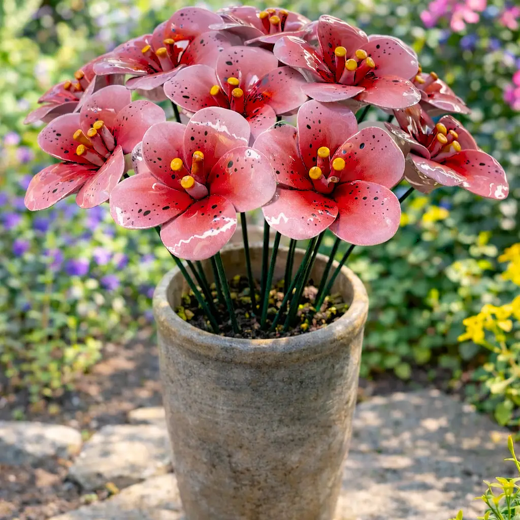 Lys Rose en Céramique ø6-7cm sur Tige 29cm – Image 2