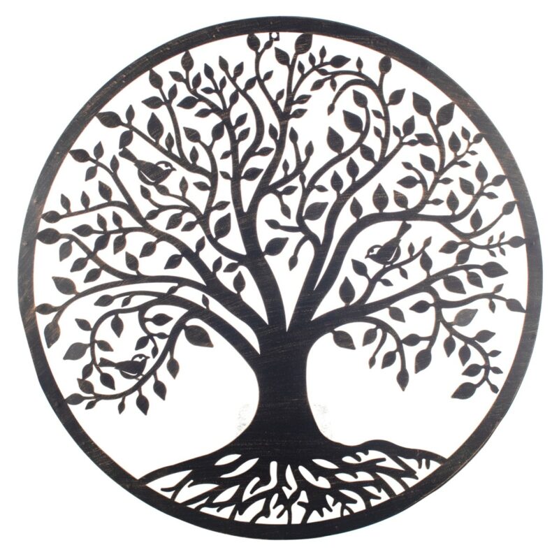 Cercle "Arbre de Vie aux Oiseaux" Mural en Métal ø82cm