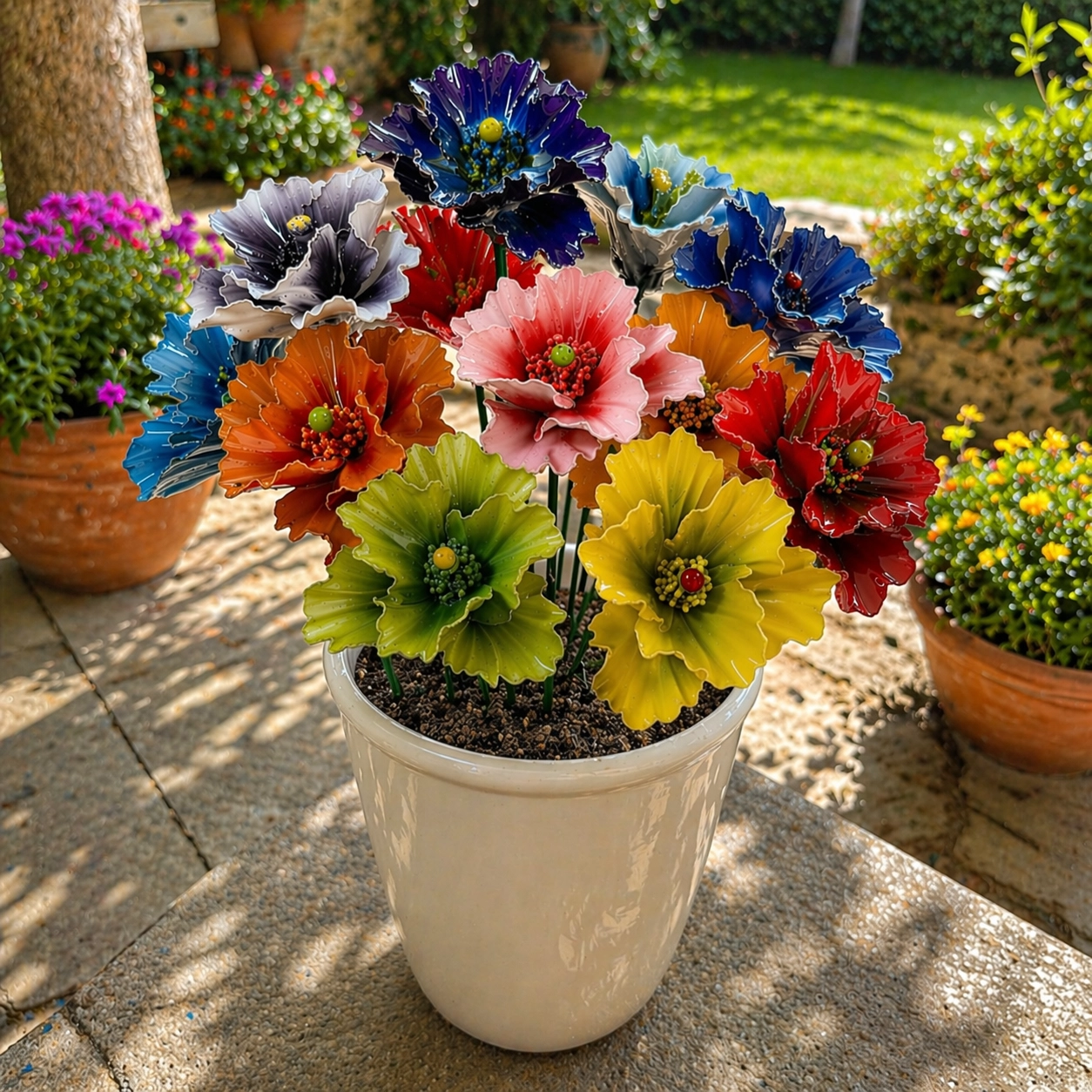 Coquelicot d'Orient Bleu en Céramique ø6-7cm sur Tige 29cm – Image 2