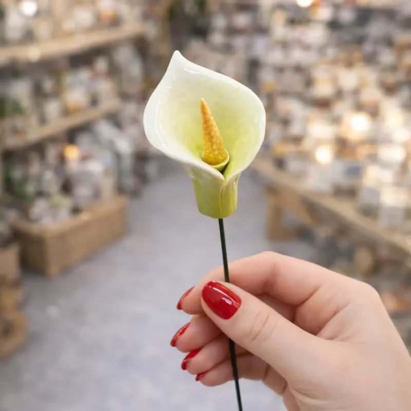 Arum (Calla) en Céramique ø6cm sur Tige 29cm