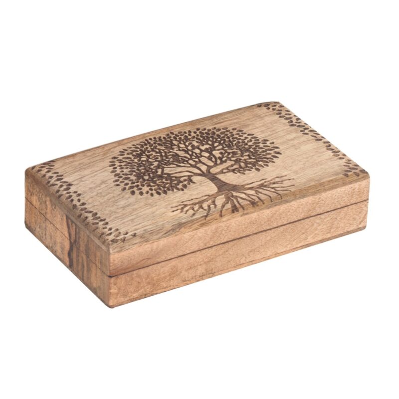 Boîte Arbre de Vie en Bois de Manguier 18x10x5cm