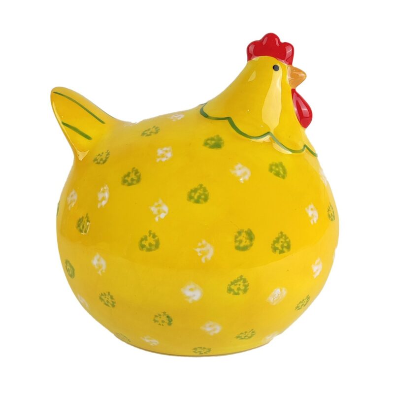 Poule Jaune en Porcelaine 13x12x13,5cm
