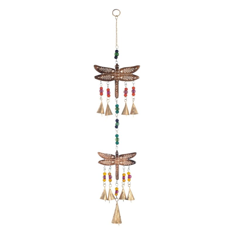 Pendentif Carillon Libellules en Bois et Métal 15x2,5x70cm