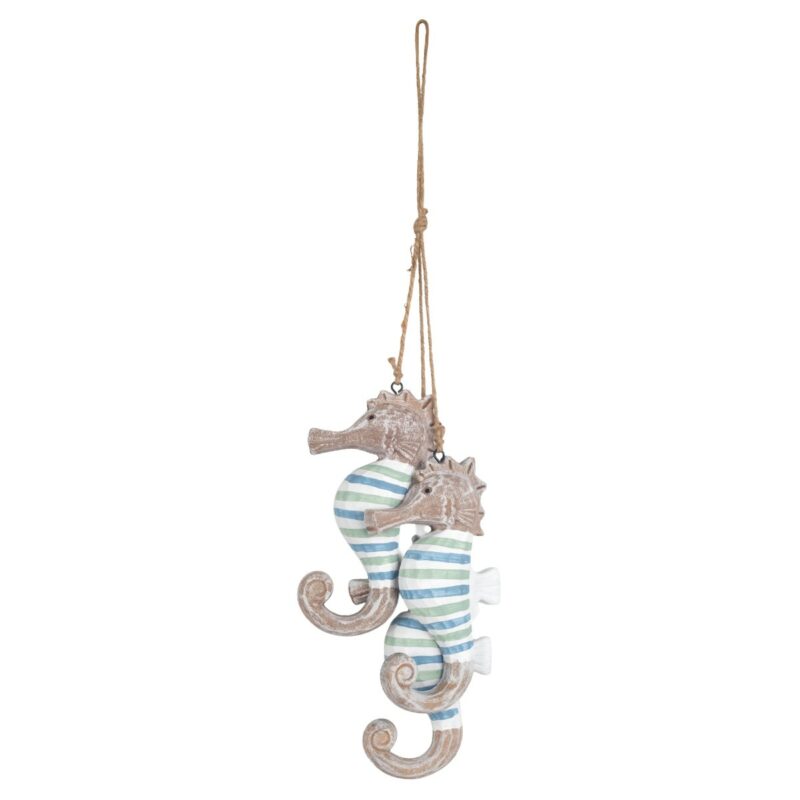 Pendentif Hippocampes en Bois 9,5x7x48cm