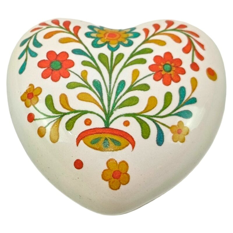 Coeur à Poser en Céramique décor Vintage 8,5x9x4,5cm