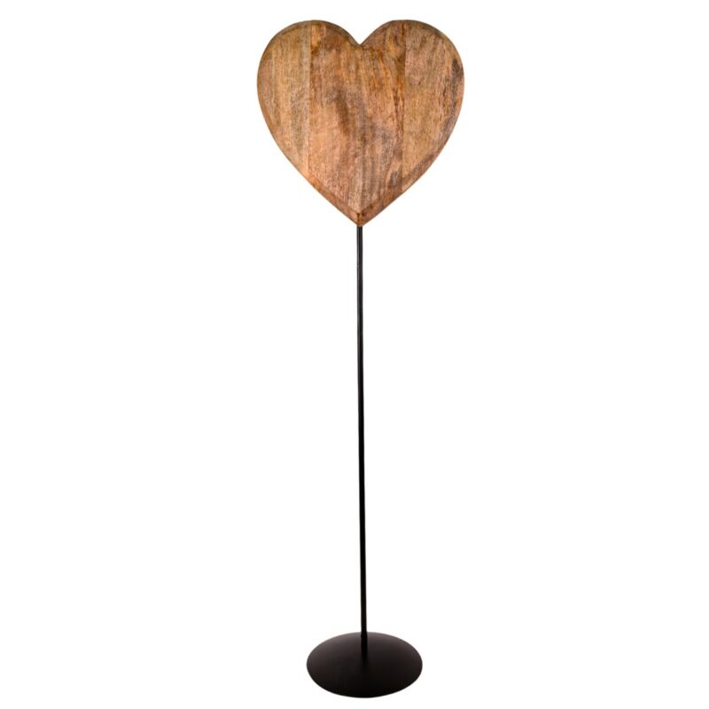 Coeur en Bois sur Pied et Socle en Métal 35x20x111cm