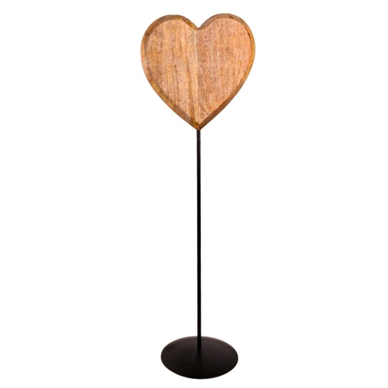 Coeur en Bois sur Pied et Socle en Métal 30x20x88cm