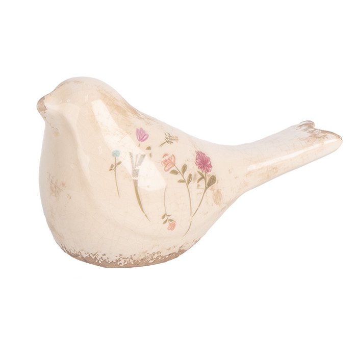 Oiseau 16x7x9 cm en Céramique Beige Floral