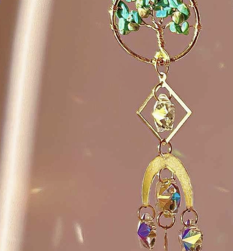 Attrape-Soleil «Arbre de Vie en Turquoise» H.42cm