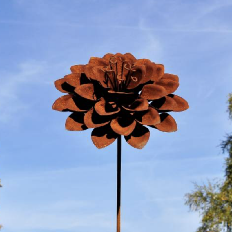 Piquet Fleur Métal Rouillé ø28cm H.150cm