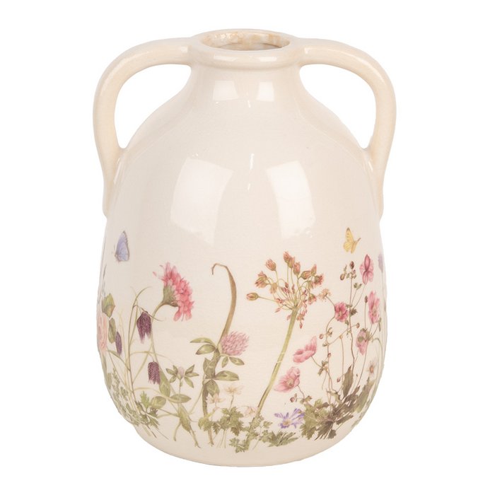 Vase Ø 16x22 cm en Céramique Rose Beige Floral