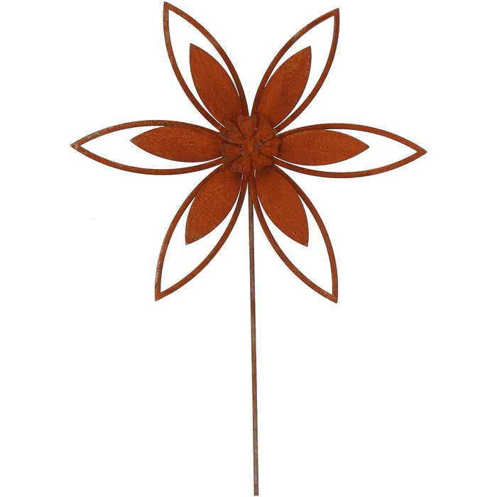 Piquet Fleur en Métal Rouillé ø30xH.110cm