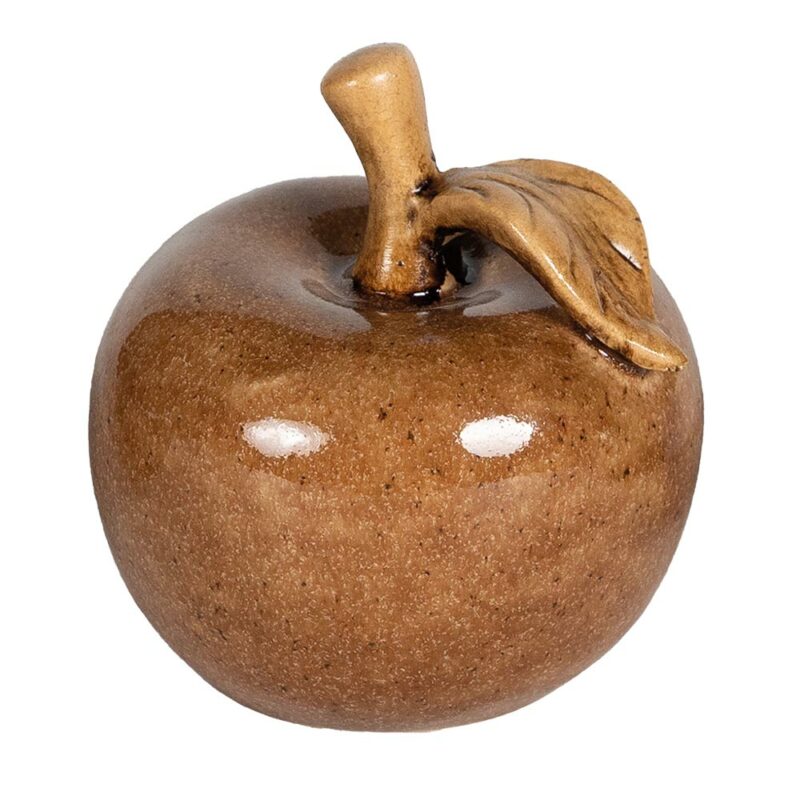 Pomme Décorative en Terre Cuite Marron 8,5x9,5x9cm