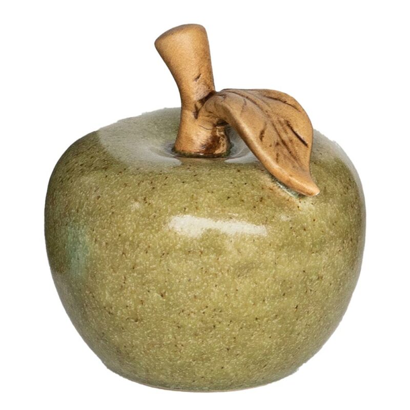 Pomme Décorative en Terre Cuite Verte 8,5x9,5x9cm