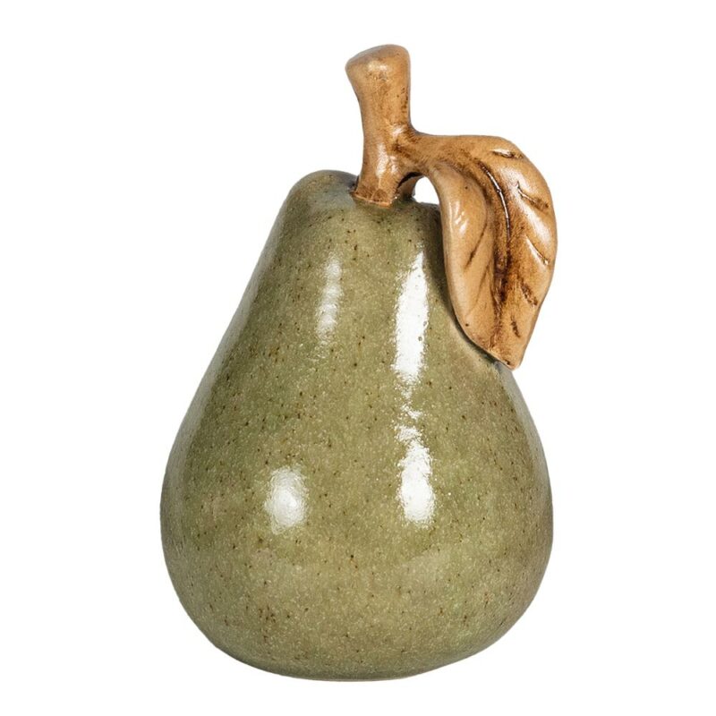Poire Décorative en Terre Cuite Verte 9x13,5x9cm