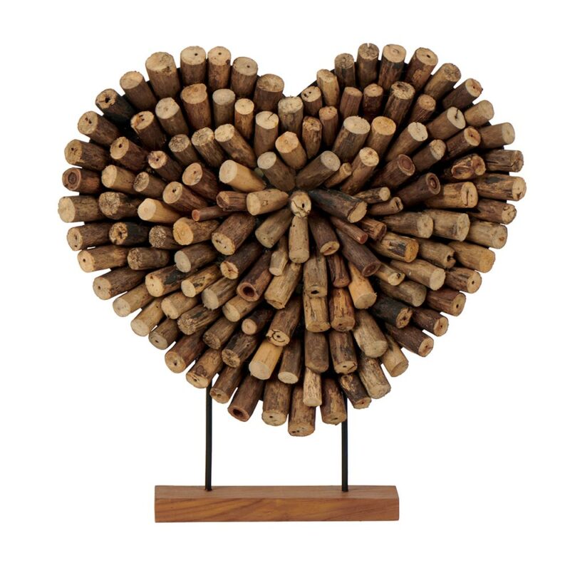 Coeur Décoratif en Bois sur Pied 56x59x8cm