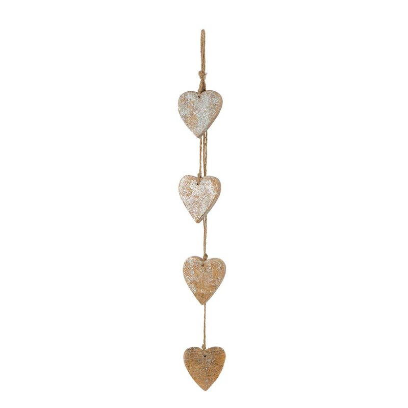 Guirlande 4 Coeurs en Bois Pailleté 10x55x1cm