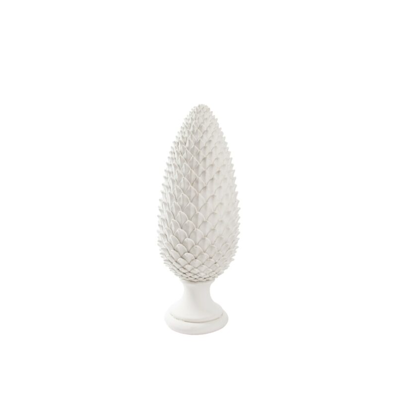 Ornement en Céramique Blanche sur Pied Rond 22xH58,5cm